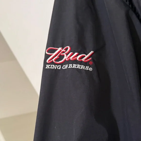Budweiser Black Bomber Jacket with Red Accents - Picture 5 of 8